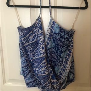 Blue patterned halter top